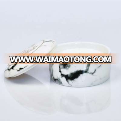 Scented Candles in Ceramic Bowl with Marble Pattern with Lid