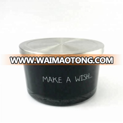 Classy aromatherapy scented candle black glass jar soy candle