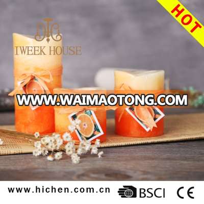 Private Label Scented Flower Shape Pillar Candles Paraffin Wax